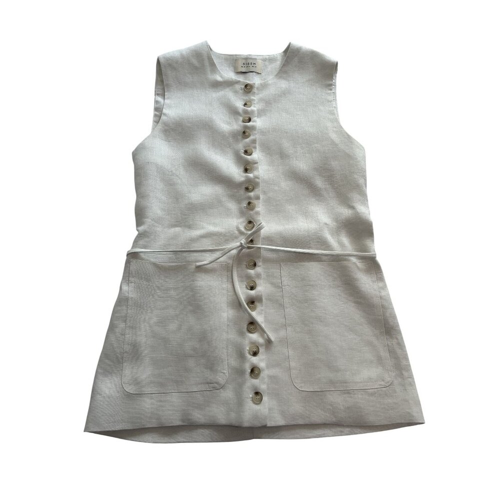 DISSH Tilly Linen Longline Vest in Natural